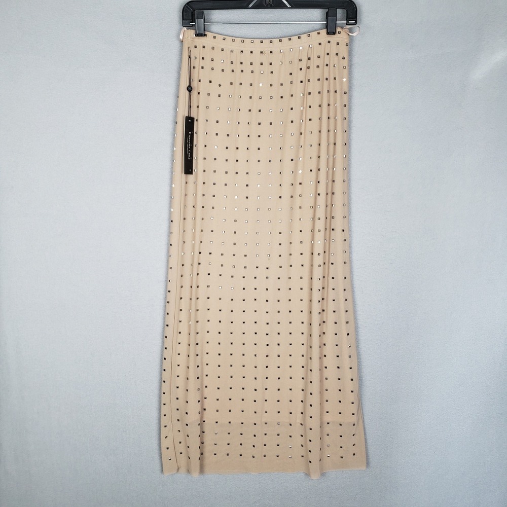 Emerson Lang Size S Studded Maxi Skirt Tan Embellished Indie Sleaze Festival NWT - Picture 3 of 11
